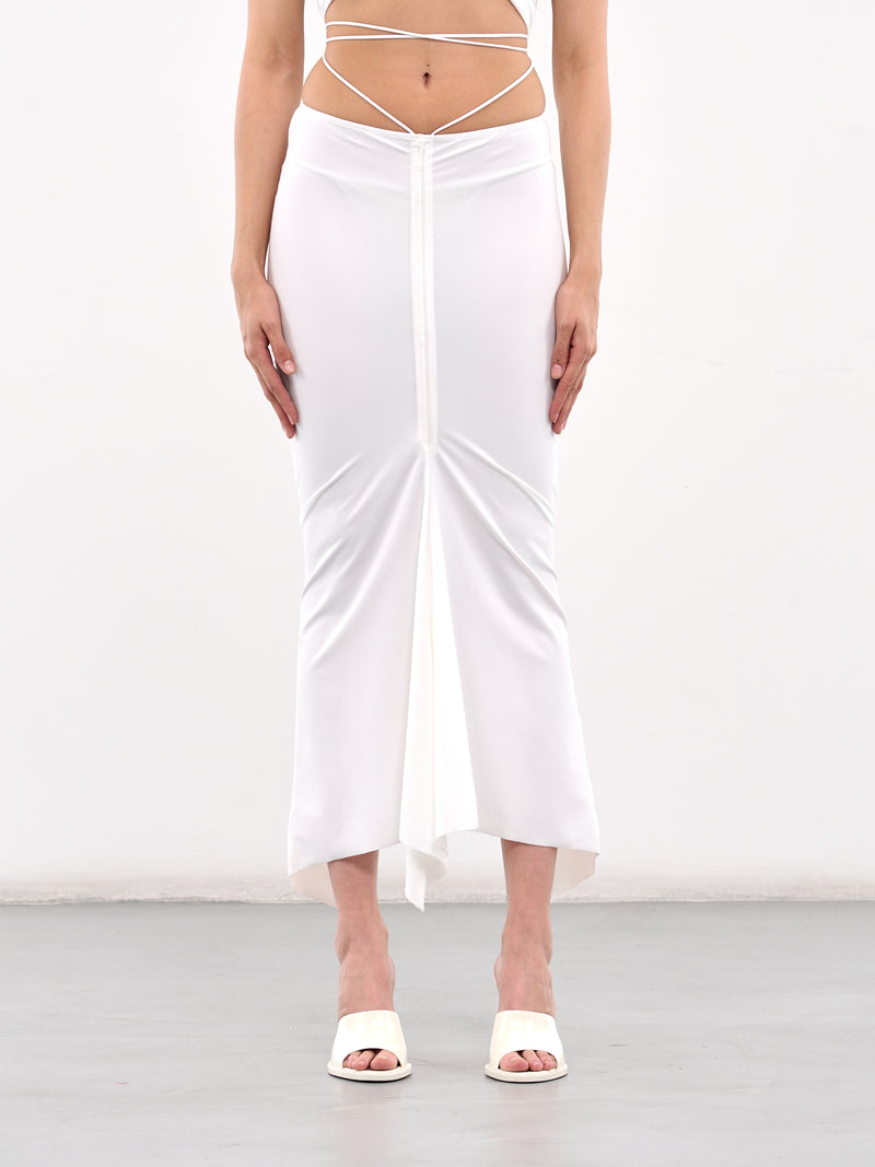 Anqa Ruched Midi Skirt (SK03-W-WHITE)