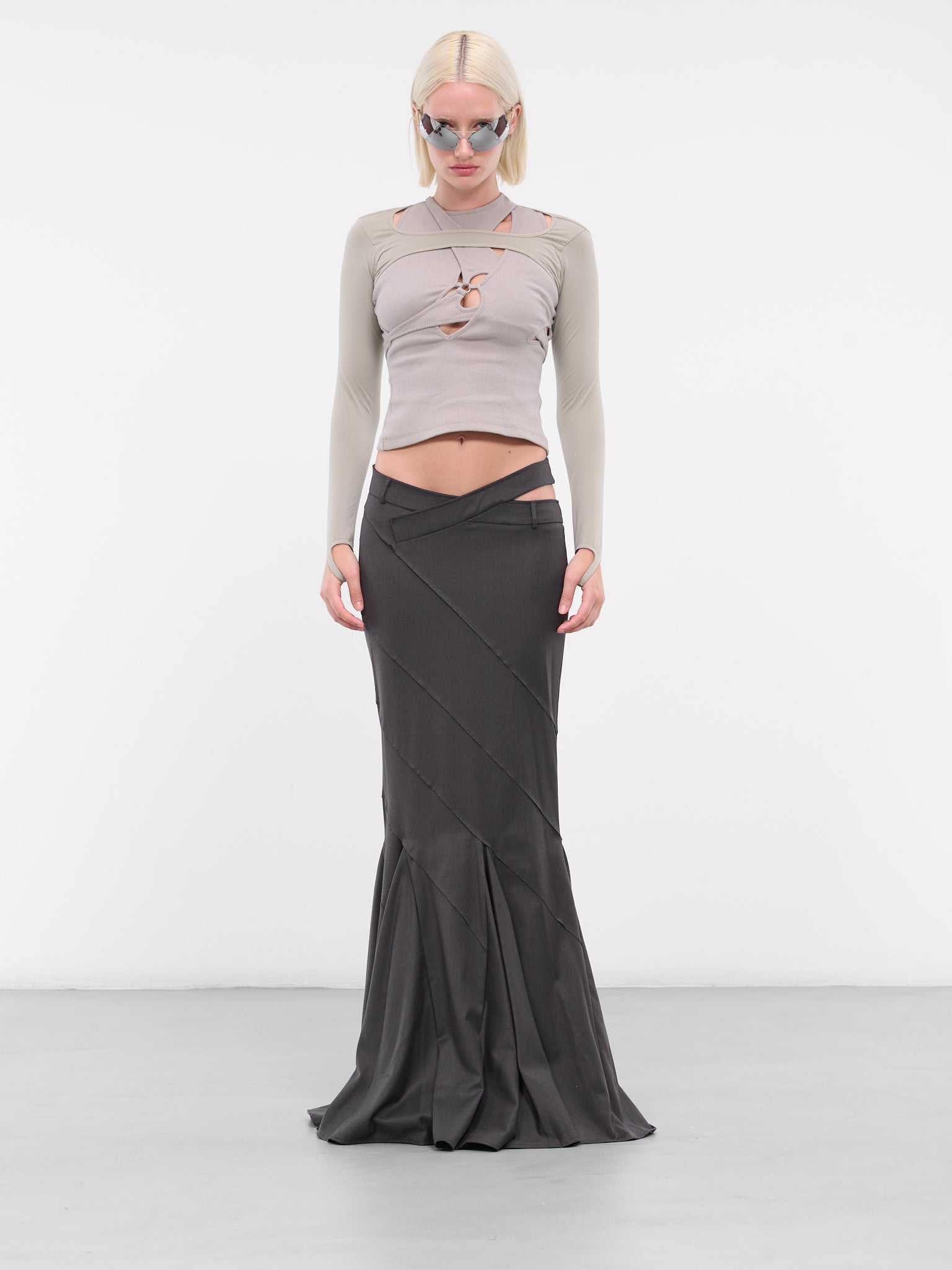 Asymmetric Mermaid Skirt (SK043434731785-CEMENTO)