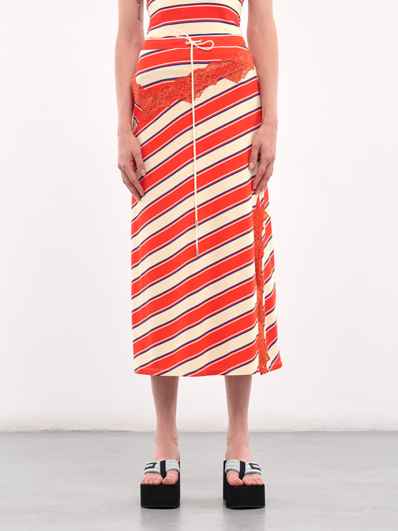 Striped Bias Lace Midi Skirt (SK049-STRIPES)