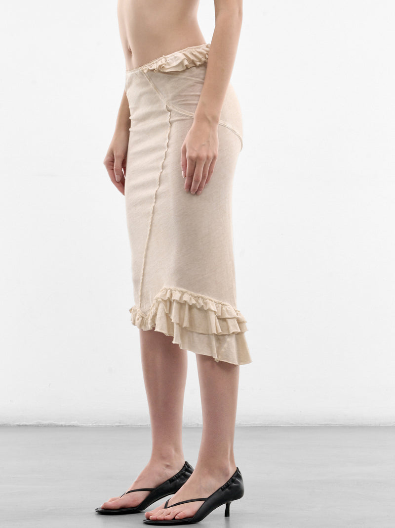 White Ruffle Midi Skirt (SK04A-1-WHITE-SWAN)