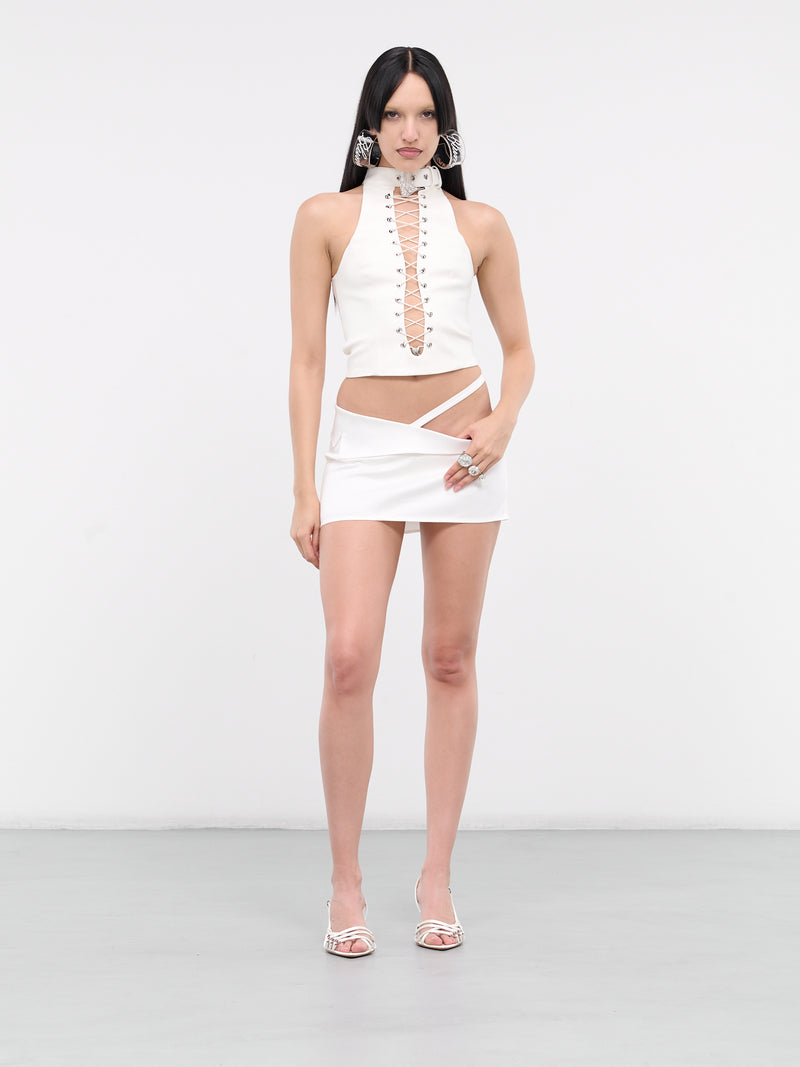 Paulette Lapel Mini Skirt (SK068-PAULETTE-VIRGIN-WHITE)
