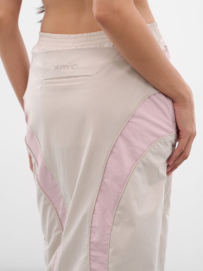 Beige Inverse Track Maxi Skirt (SK08-W15-810-BEIGE)