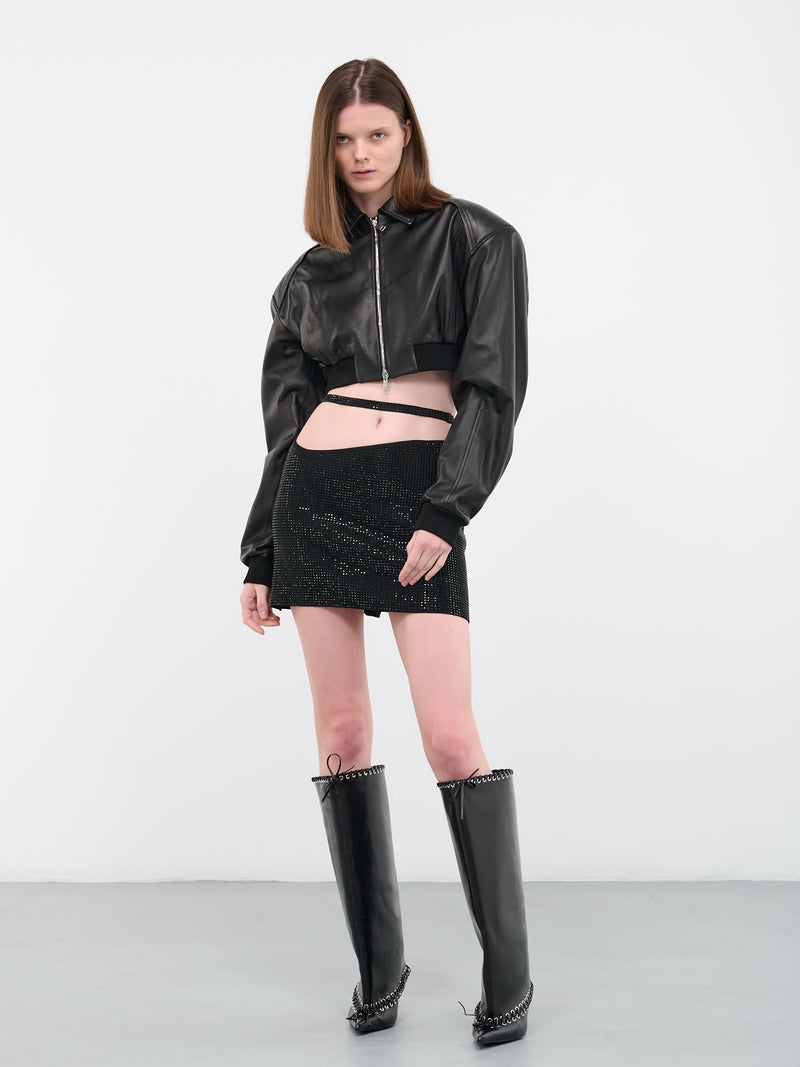 Strass Mini Skirt (SK08135268-0473-004-BLACK)