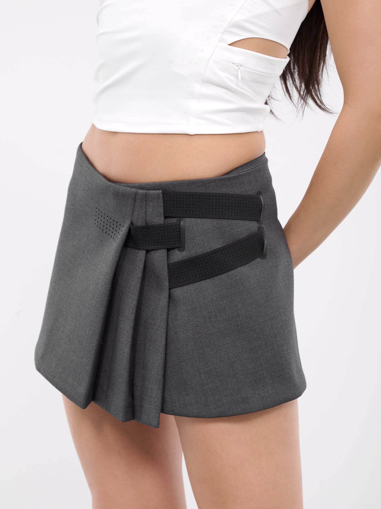 Pleated Wrap Skirt (SK2DG-DARK-GREY)