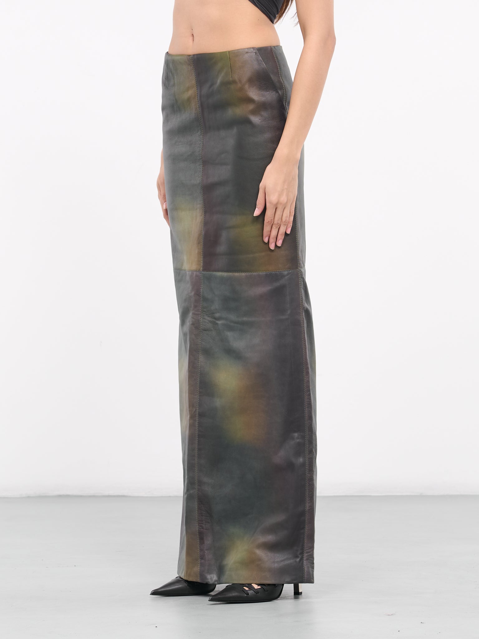 Printed Leather Skirt (SKIR-PRINT-01-PRINTED-DARK-GRE)