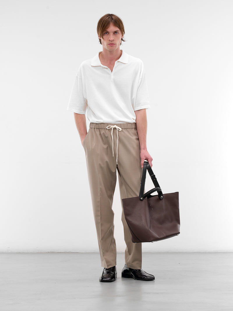 Beige Wool Elasticated Trousers (SH0KA0028-M35733-15-BEIGE)