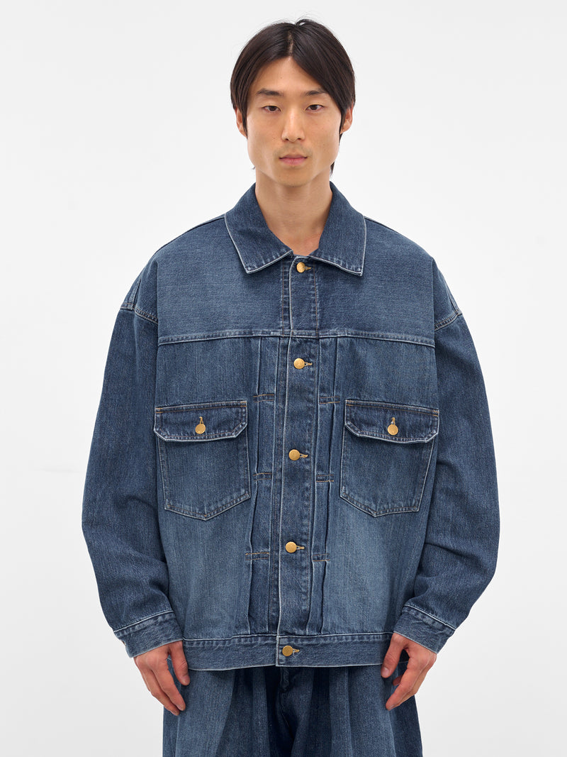 Blue Denim Oversized Trucker Jacket (SLEC-TJK-DWWH-DENIM-DAMAGED)