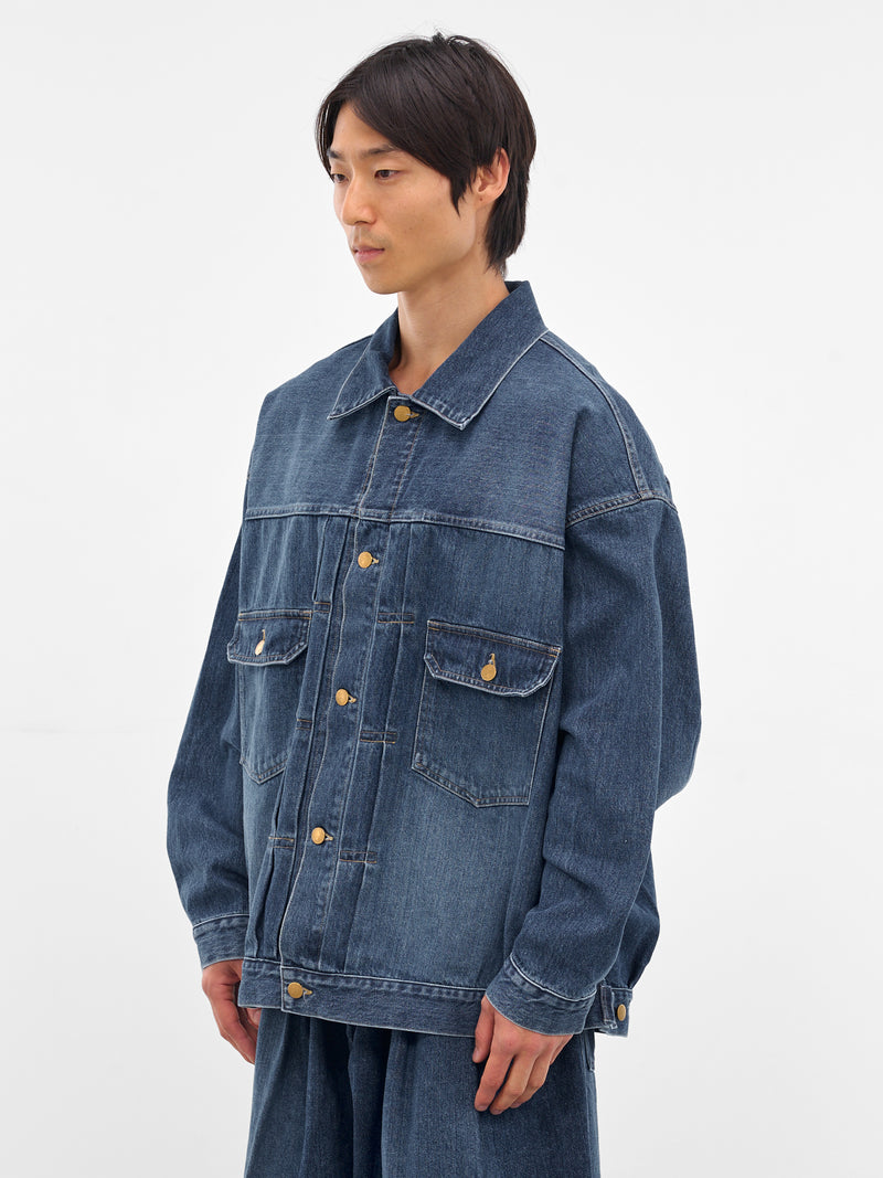 Blue Denim Oversized Trucker Jacket (SLEC-TJK-DWWH-DENIM-DAMAGED)
