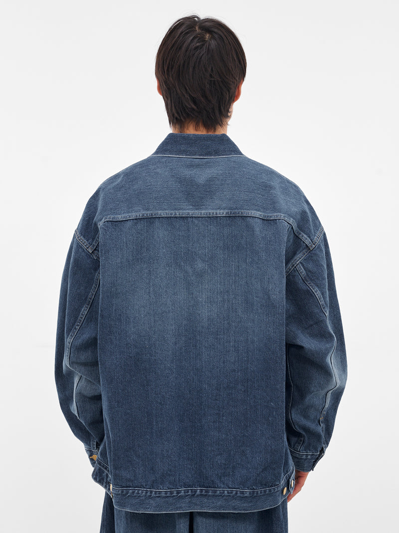 Blue Denim Oversized Trucker Jacket (SLEC-TJK-DWWH-DENIM-DAMAGED)