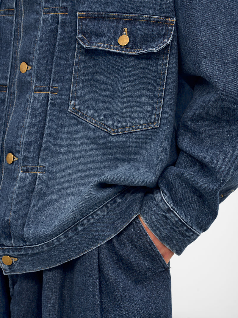 Blue Denim Oversized Trucker Jacket (SLEC-TJK-DWWH-DENIM-DAMAGED)