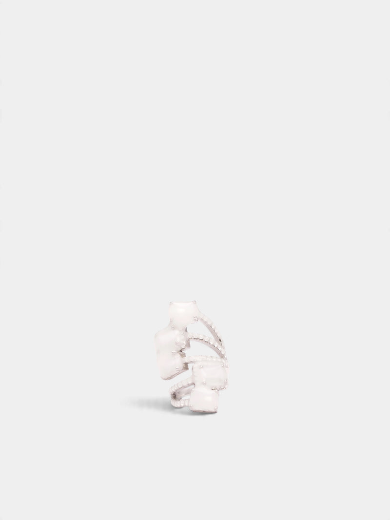 Antiqued Wax Strass Ring (SM2UQ0040-P9407-PALLADIUM-CRYS)