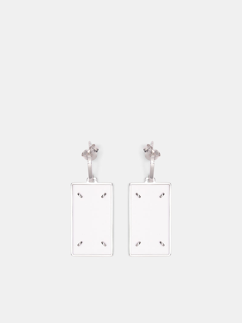 Brass & Plexiglass Four Stitches Earrings (SM2VG0022-P9224-752-PALADIUM-R)