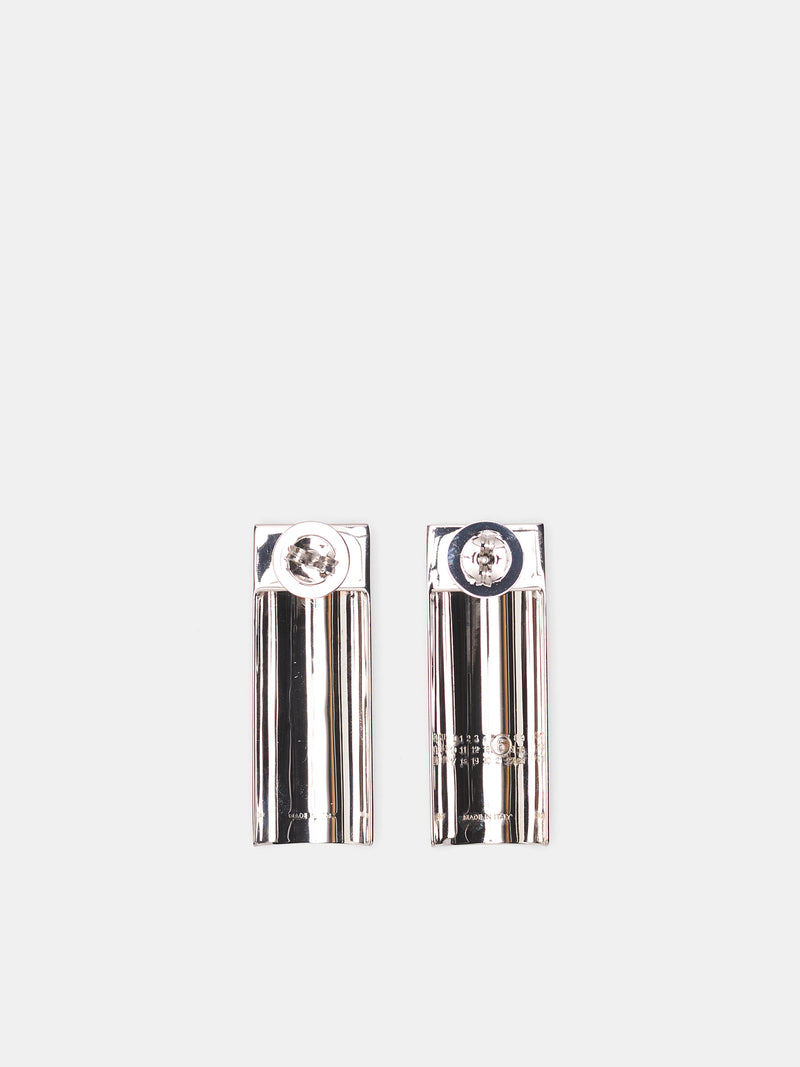 Silver Mismatched Numeric Logo Earrings (SM7VG0106-P8754-951-SILVER)