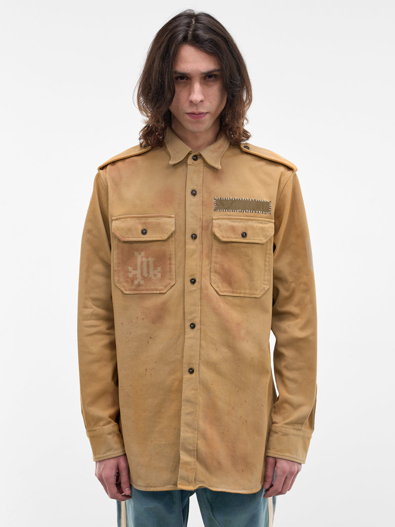 Khaki Cotton Military Shirt (SMS02AP-T1744-782-KHAKI)