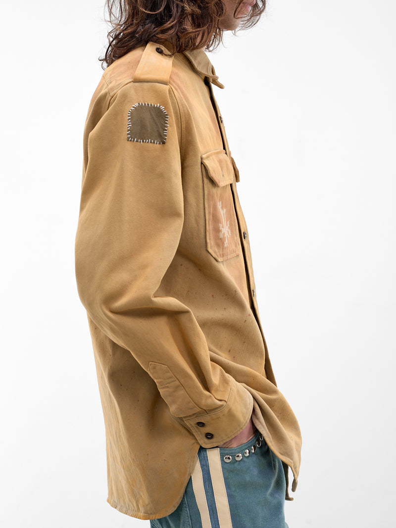 Khaki Cotton Military Shirt (SMS02AP-T1744-782-KHAKI)