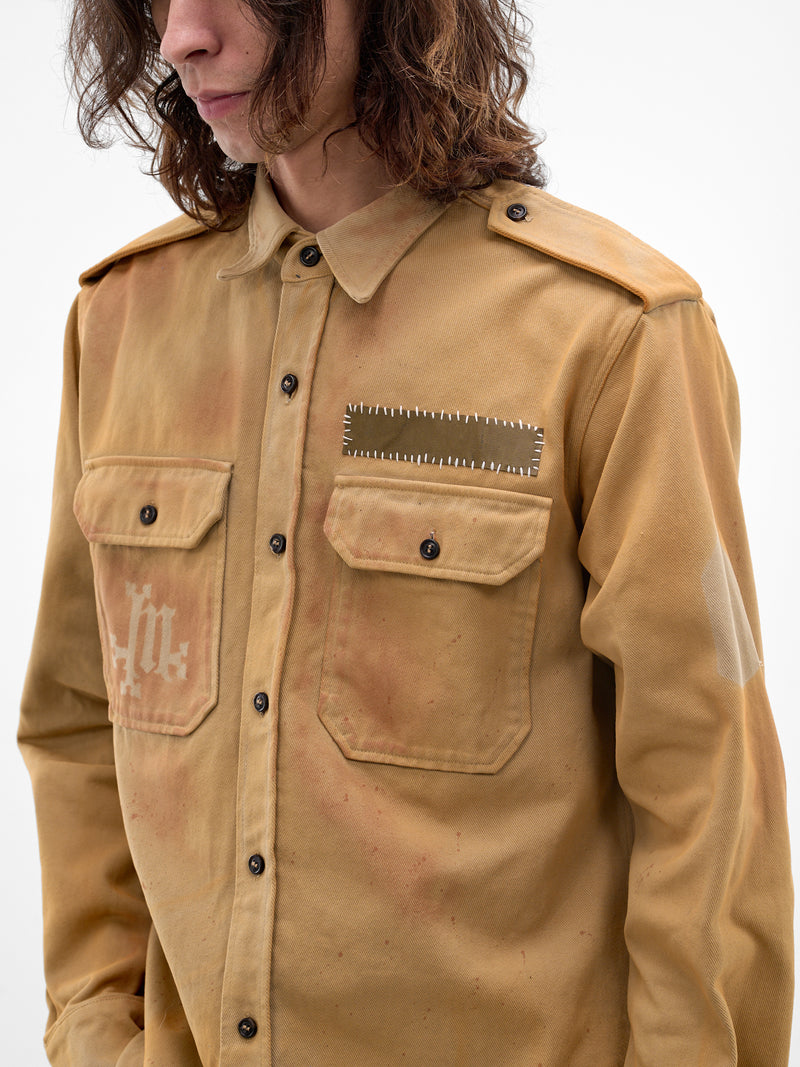 Khaki Cotton Military Shirt (SMS02AP-T1744-782-KHAKI)