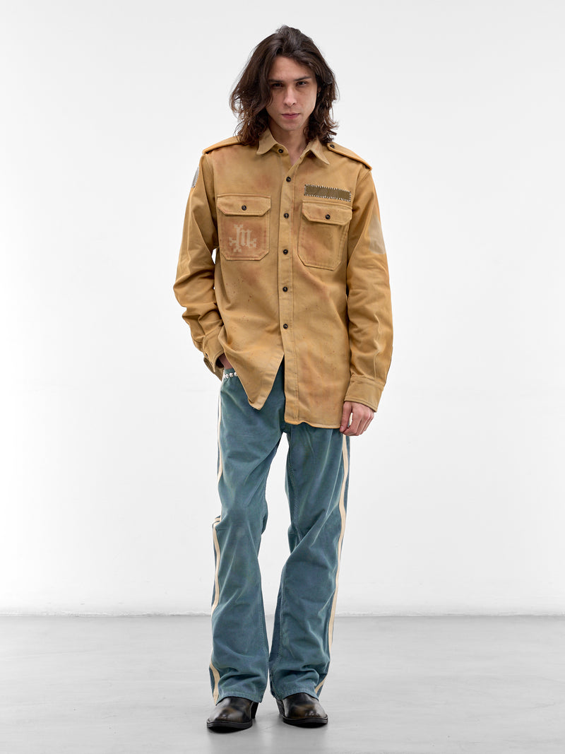 Khaki Cotton Military Shirt (SMS02AP-T1744-782-KHAKI)