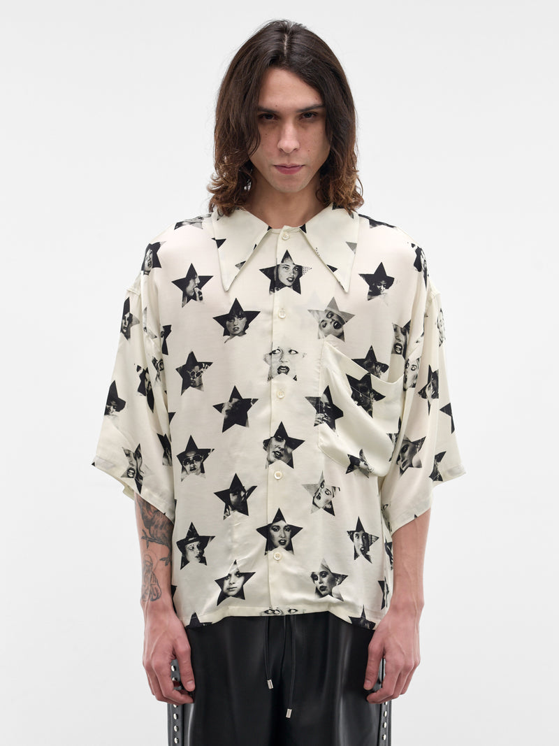 White Boxy Porn Star Shirt (SMS03AP-FO180-S01-IVORY-BLACK)