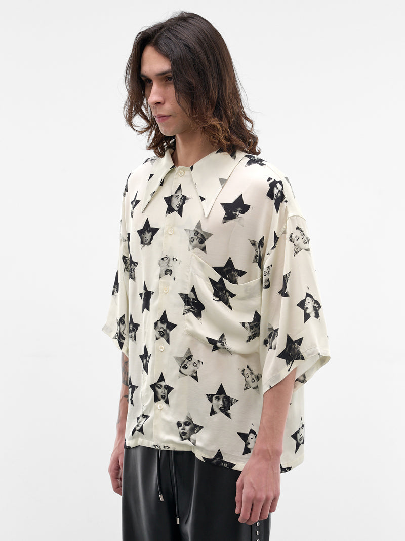 White Boxy Porn Star Shirt (SMS03AP-FO180-S01-IVORY-BLACK)