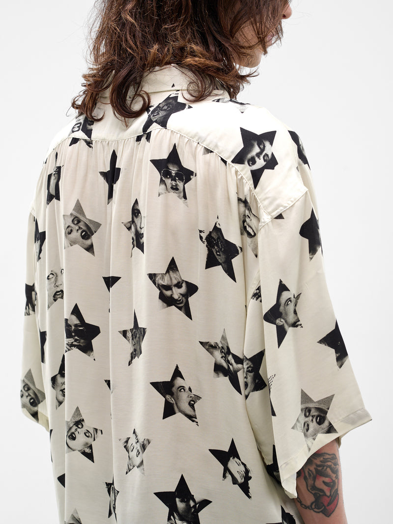 White Boxy Porn Star Shirt (SMS03AP-FO180-S01-IVORY-BLACK)