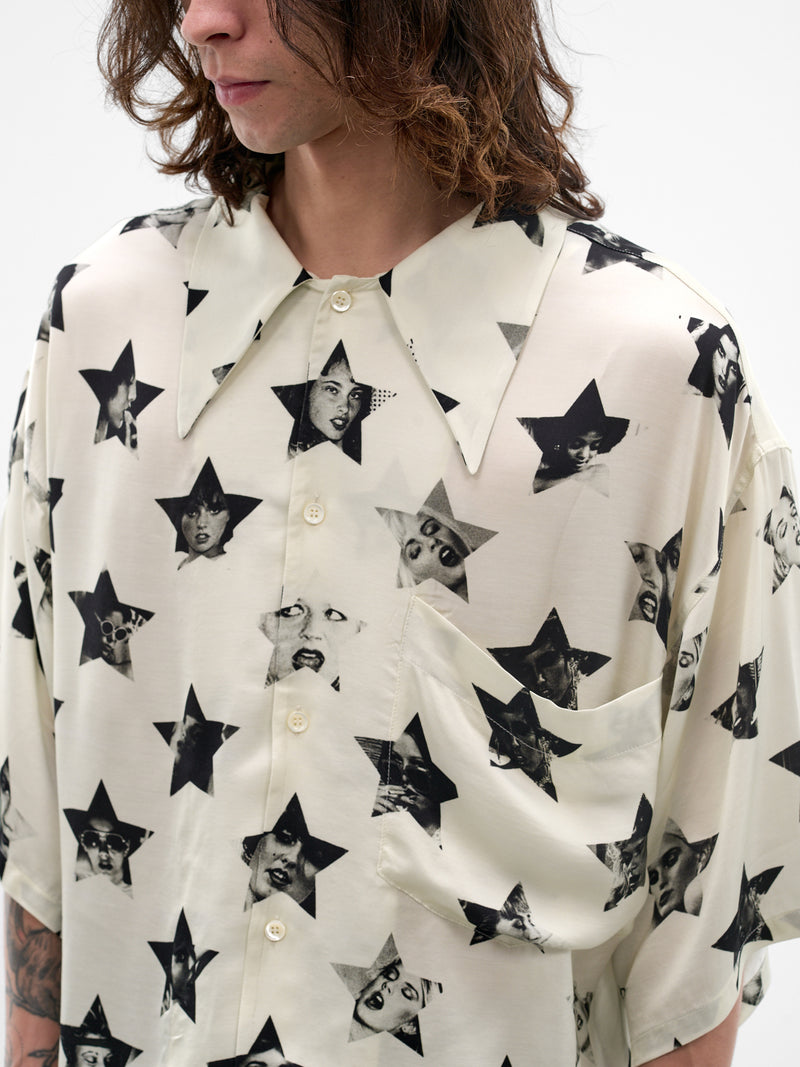 White Boxy Porn Star Shirt (SMS03AP-FO180-S01-IVORY-BLACK)