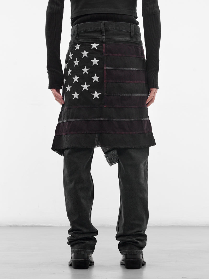 Black Manson Embroidered Denim Skirt (SMT03AP-TE952-999-BLACK)