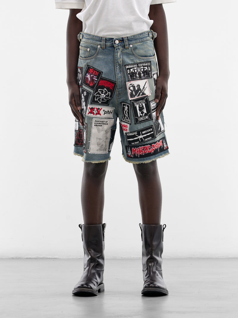 Blue Denim Crust Punk Shorts (SMT11AP-TE010-423-MULTI)