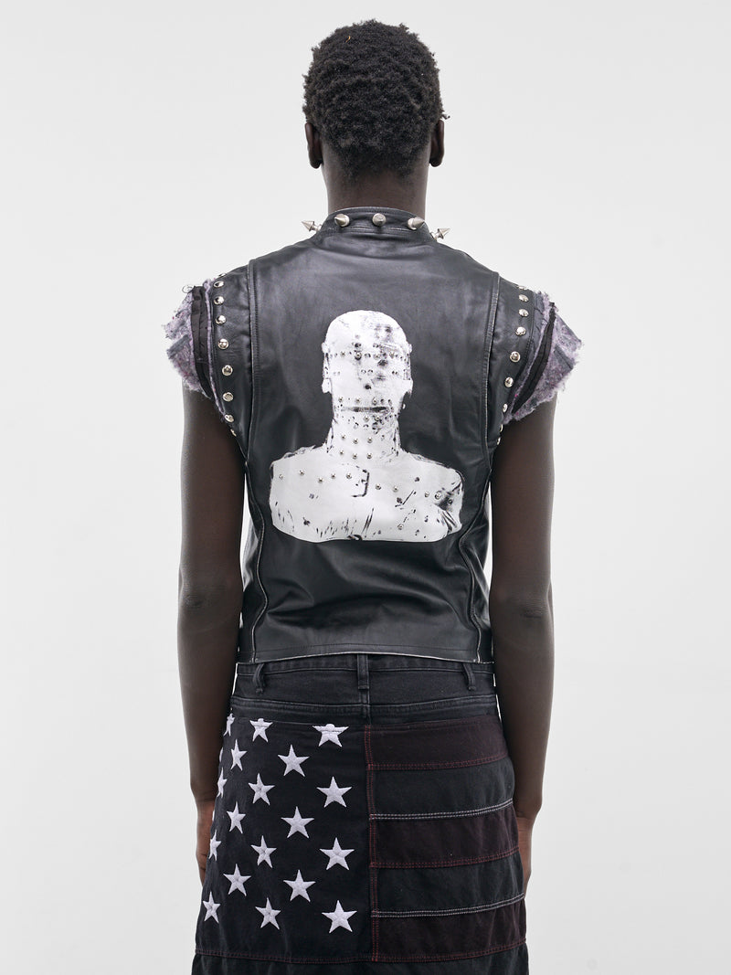 Black Leather Studded Gimp Vest (SMV02AP-PE244-996-BLACK)