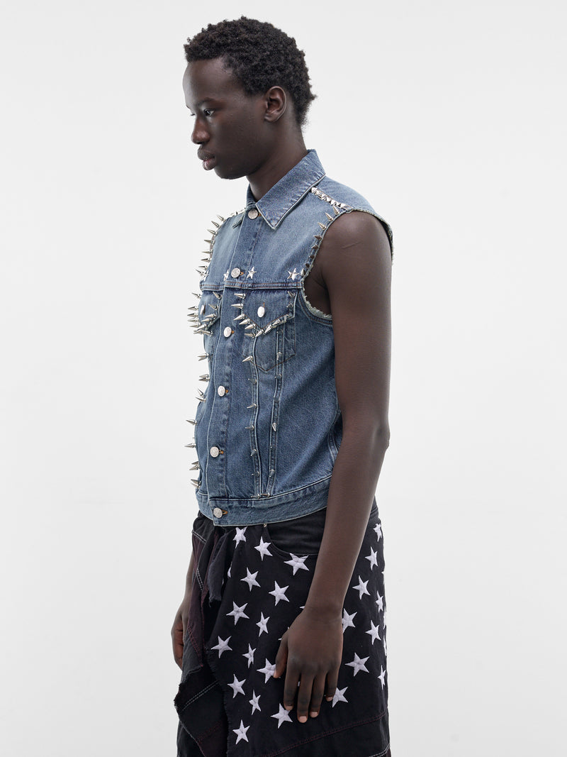 Blue Denim Starstudded Mechanic Vest (SMV03AP-TE010-427-BLUE)
