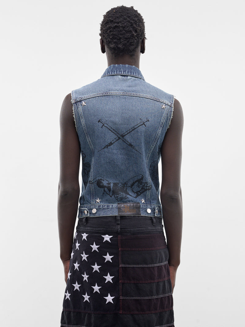 Blue Denim Starstudded Mechanic Vest (SMV03AP-TE010-427-BLUE)