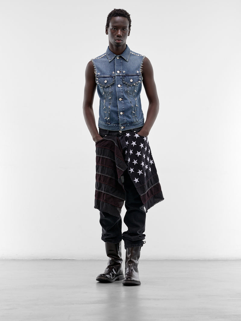 Blue Denim Starstudded Mechanic Vest (SMV03AP-TE010-427-BLUE)