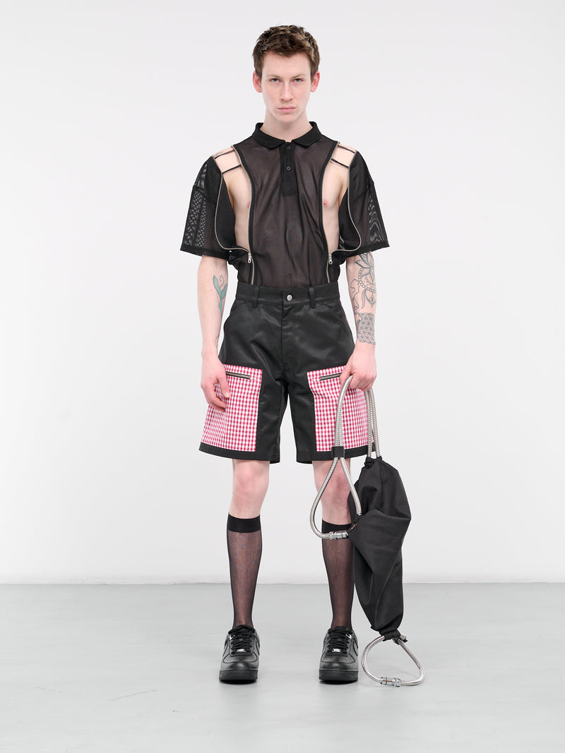 Gingham Utility Shorts (SO01-BLACK-RED-GINGHAM)