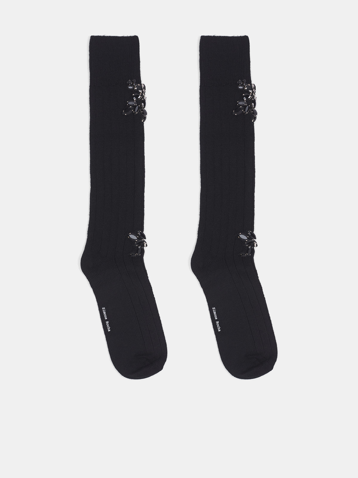 Pearl Crystal Rose Knee Socks (SOCK63B-0634-BLACK)