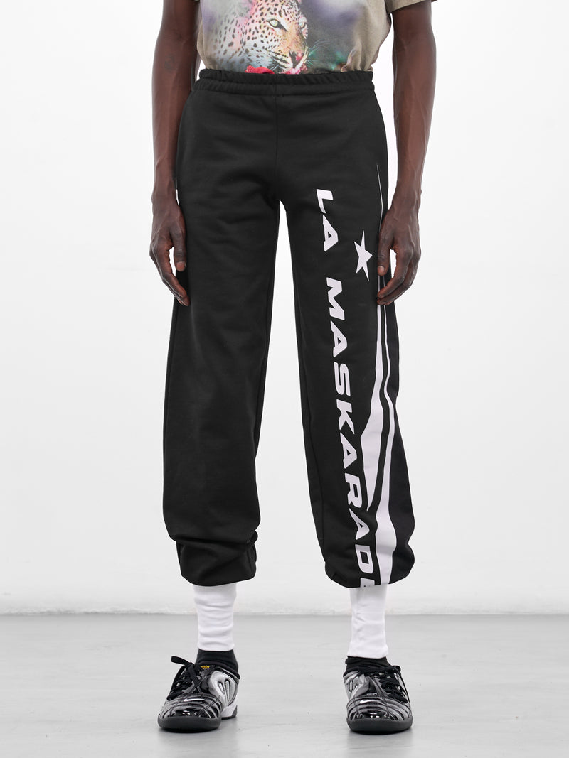 Black Sock Rib-Knit Graohic Joggers (SOCKS-JOGGER-BLACK-WHITE)