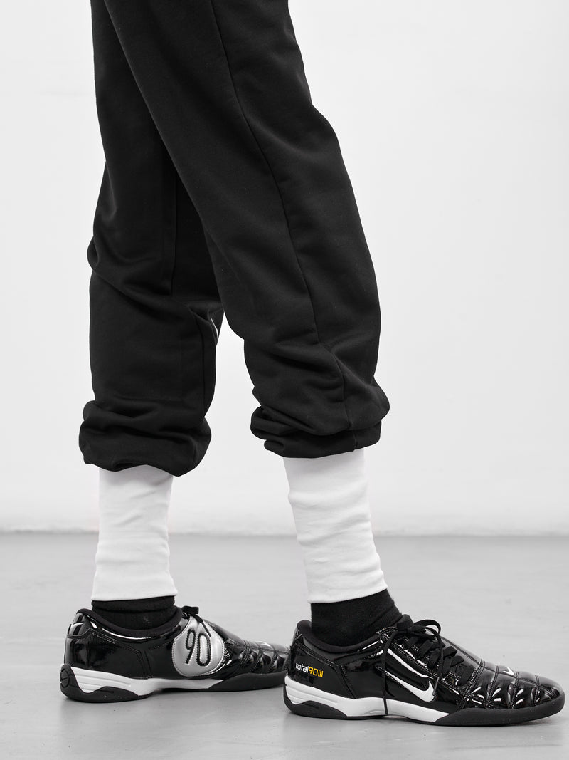 Black Sock Rib-Knit Graohic Joggers (SOCKS-JOGGER-BLACK-WHITE)