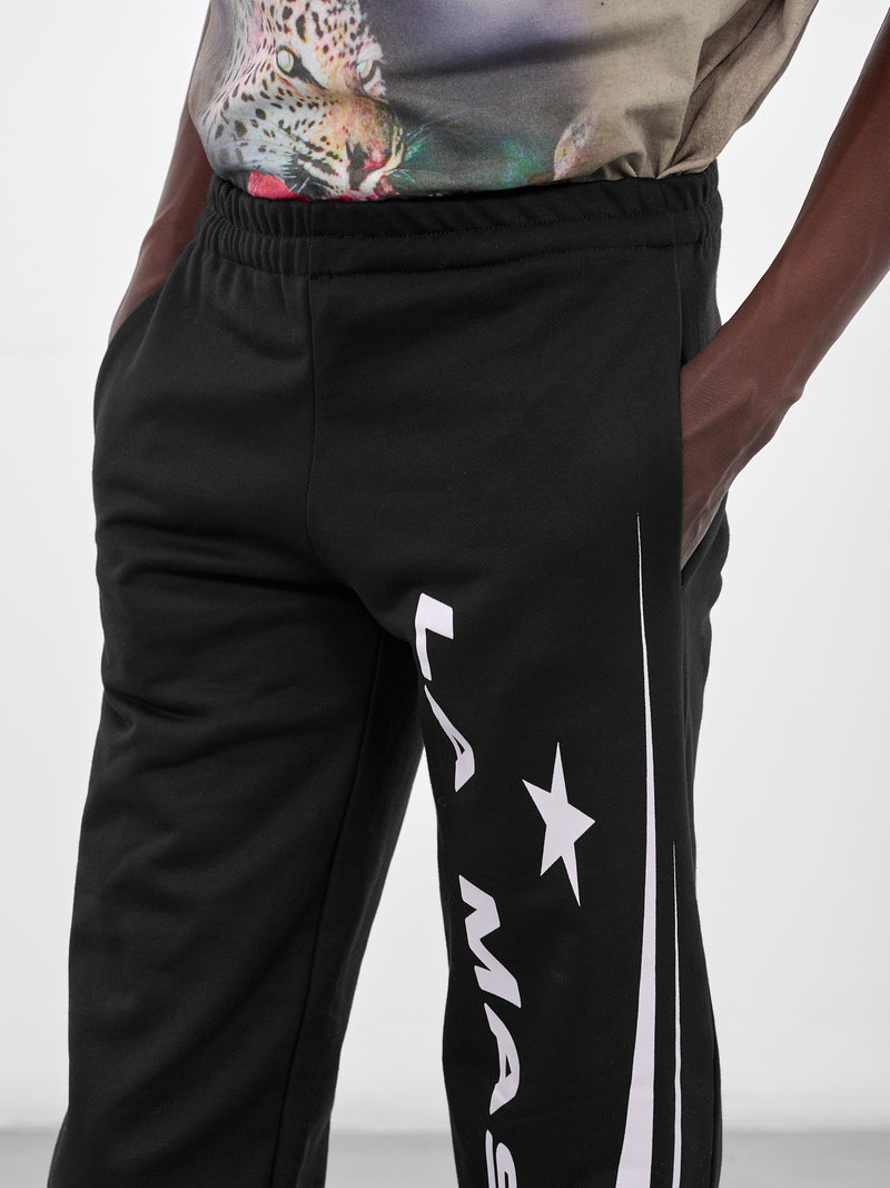 Black Sock Rib-Knit Graohic Joggers (SOCKS-JOGGER-BLACK-WHITE)