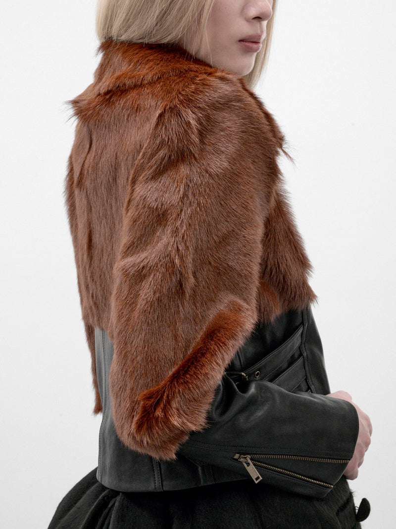 Two-Tone Soho Fur Biker Jacket (SOHO-FUR-BIKER-BLACK)