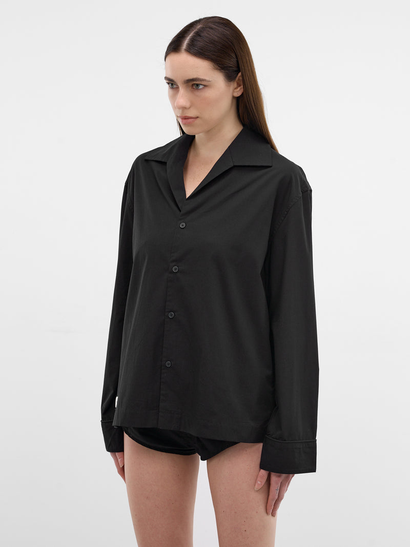 Black Cotton Relaxed Pajama Shirt (SR020120015-BLACK)