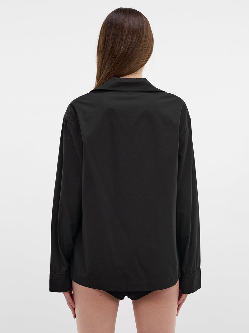 Black Cotton Relaxed Pajama Shirt (SR020120015-BLACK)