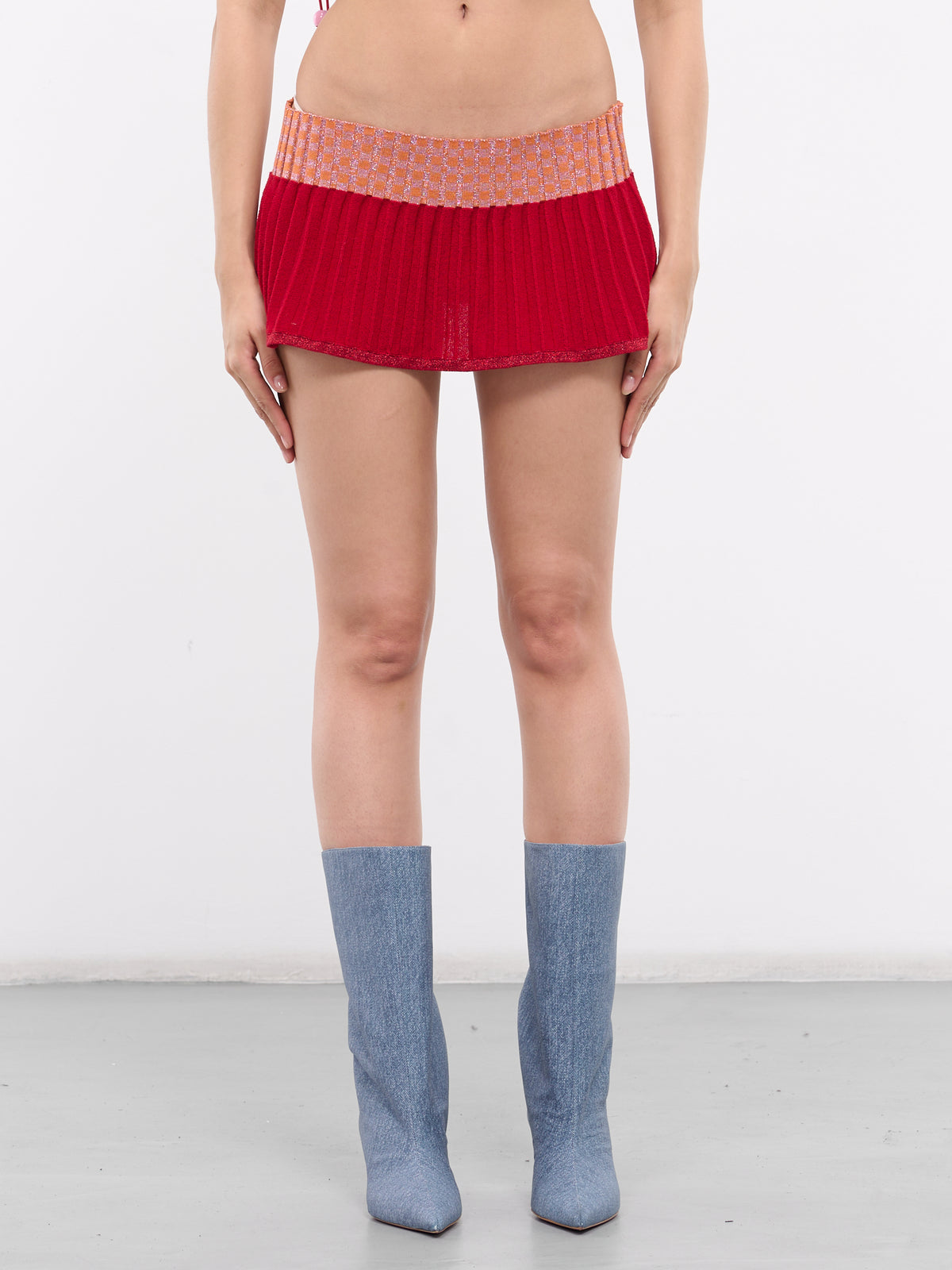 Micro Pleated Skirt (SS-X0024-105-01-ORANGE-RED)