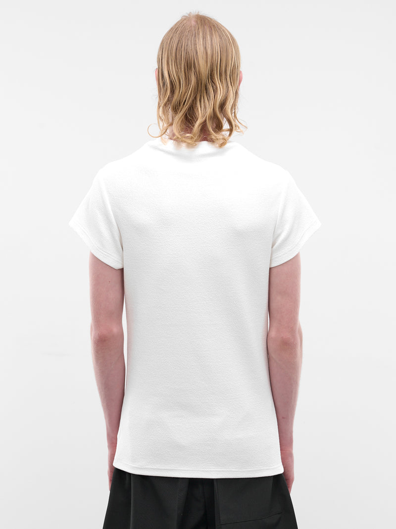 White Textured Knit Coin Tee (SS26-006-02W-WHITE)