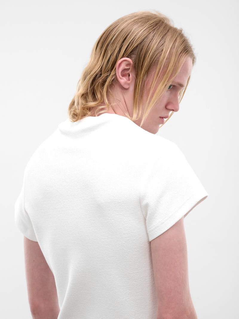 White Textured Knit Coin Tee (SS26-006-02W-WHITE)
