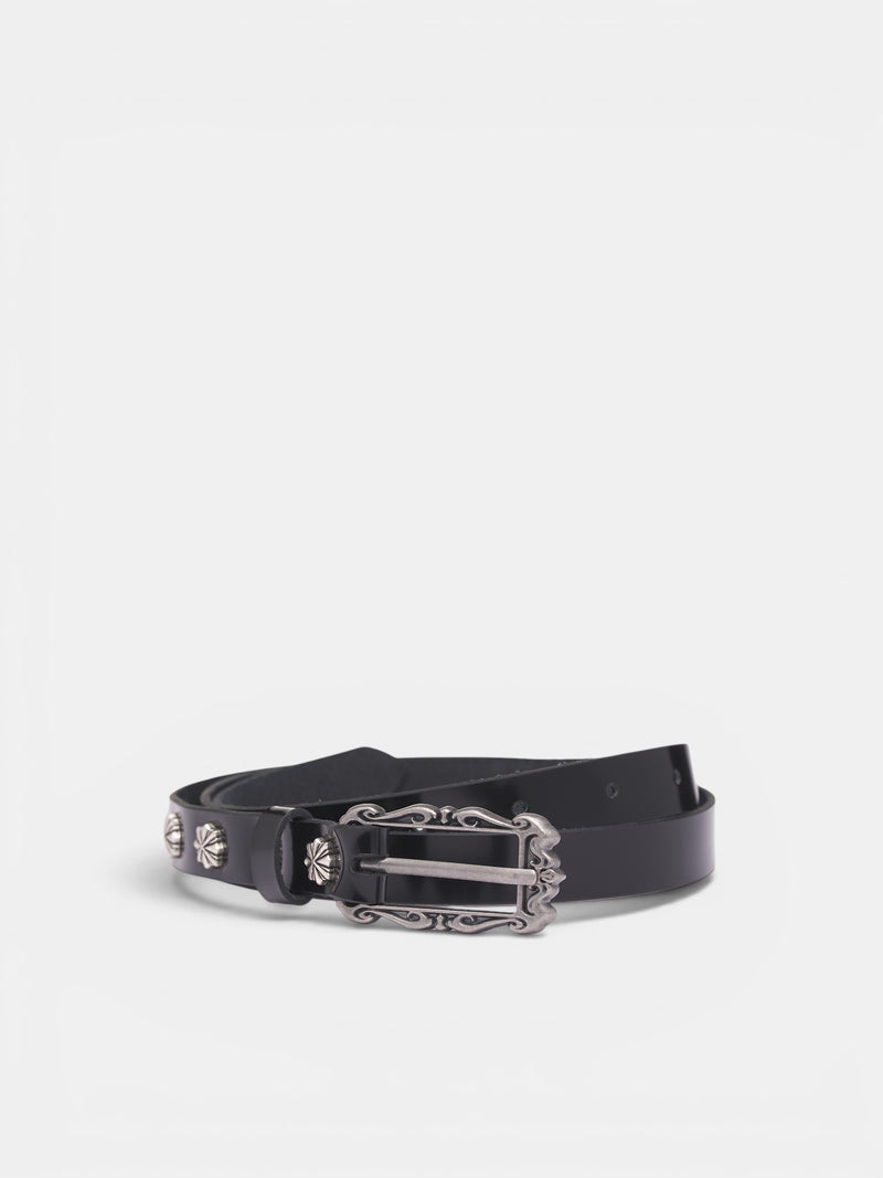 Black Studded Leather Belt (SS26-ACC-06-BLACK)