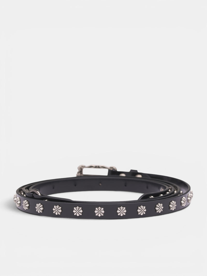 Double-Wrap Studded Leather Belt (SS26-ACC-07-BLACK