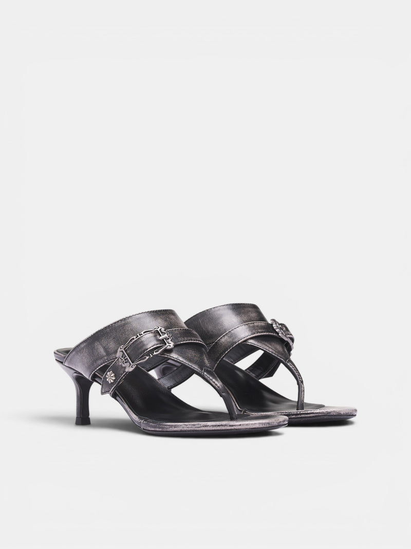 Black Leather Buckled Heeled Sandals (SS26-FT-02BK-BLACK)