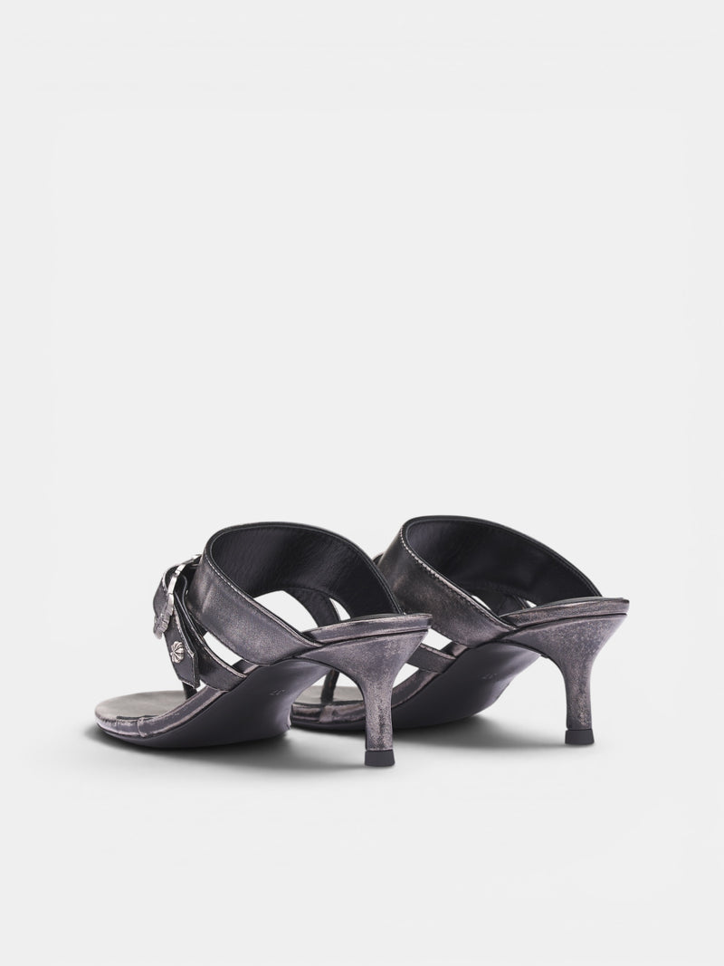 Black Leather Buckled Heeled Sandals (SS26-FT-02BK-BLACK)