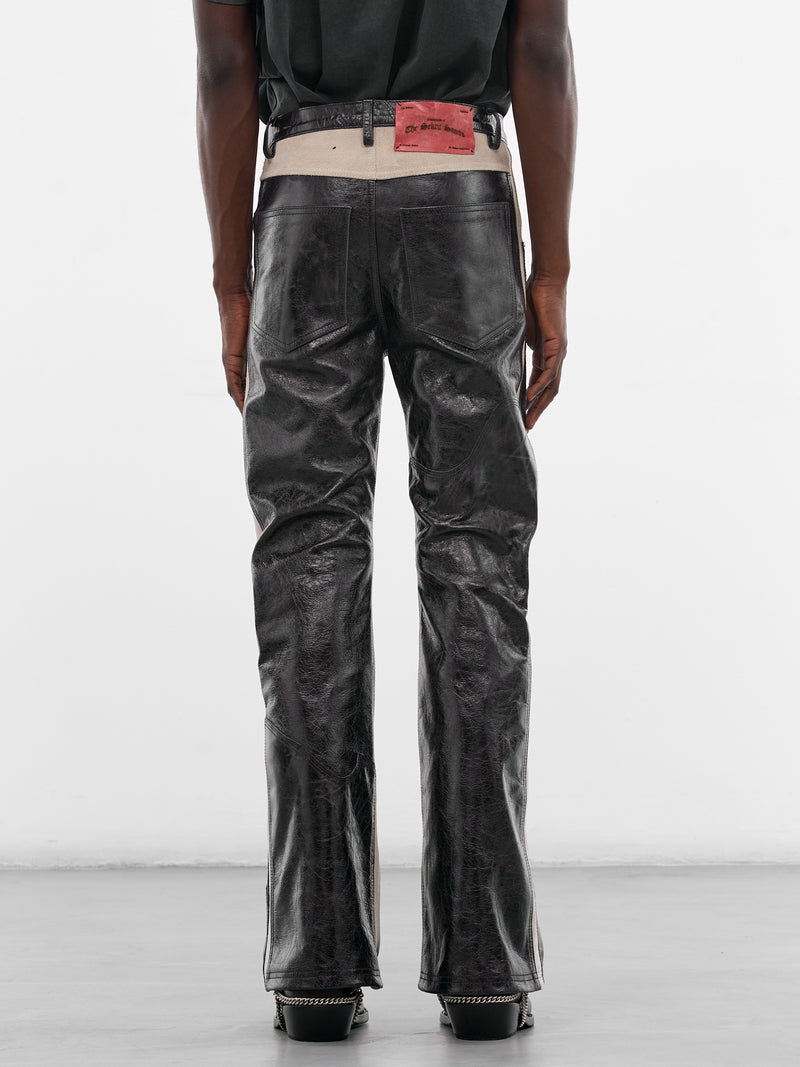 Black Leather Western Flare Pants (SS26-PNT11-BLK)