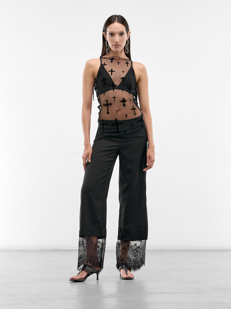 Black Cross Mesh Top (SS26-TOP-02-BLACK)