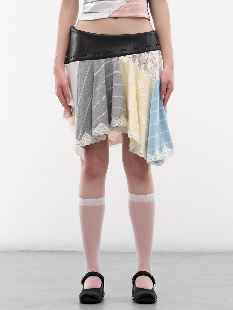 Multi-Color Patchwork Asymmetric Skirt (SS2600SK06-MULTI)
