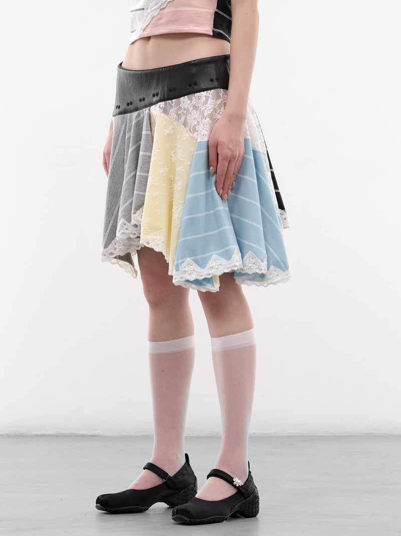 Multi-Color Patchwork Asymmetric Skirt (SS2600SK06-MULTI)